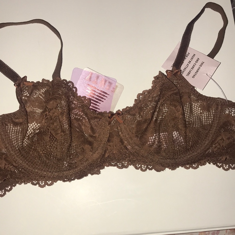 Wired chocolate brown bra see thru